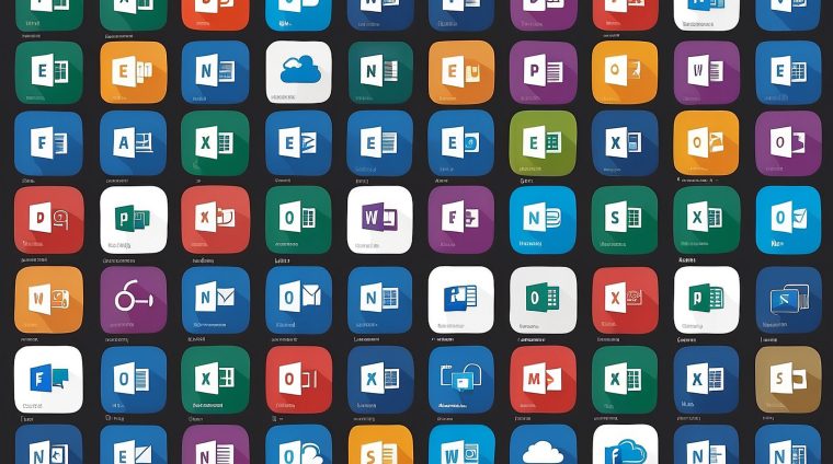Microsoft 365 copilot apps icon set. Word, Excel, PowerPoint, Outlook, Teams, OneNote, OneDrive